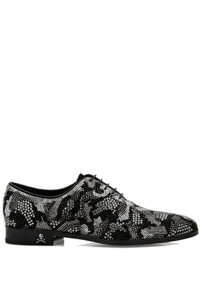 Philipp Plein crystal-embellished leather Oxford shoes - Black