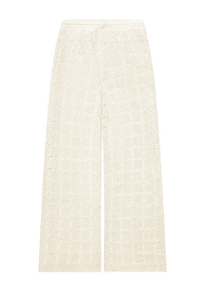 Calle Del Mar grid-pattern knit trousers - White