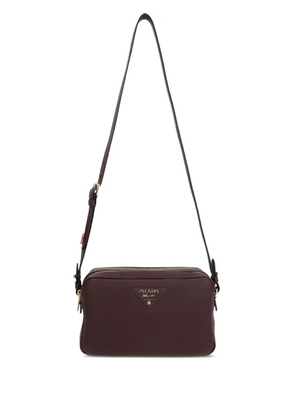 Prada leather logo-plaque shoulder bag - Red