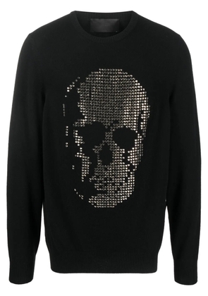 Philipp Plein skull-appliqué cashmere sweatshirt - Black