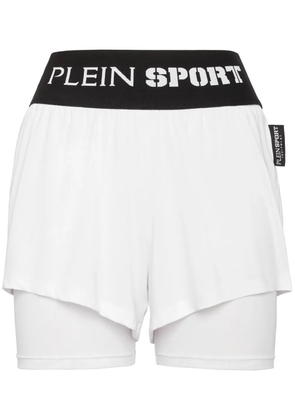 Plein Sport logo-waistband tennis shorts - White