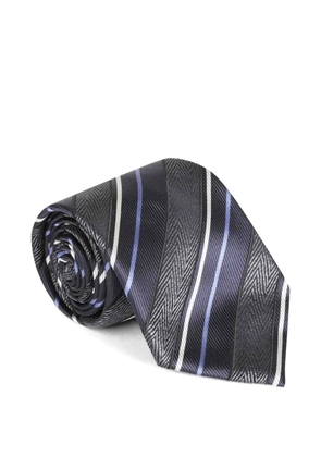Brioni textured striped tie - Blue