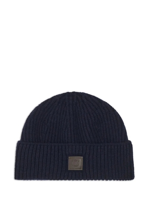 Ferragamo ribbed tag knitted beanie - Blue