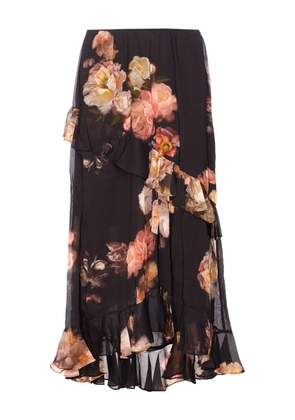 ZIMMERMANN floral-print ruffled skirt - Black