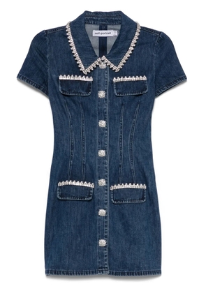 Self-Portrait collared denim mini dress - Blue