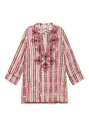 Tagliatore striped embroidered linen jacket - Pink