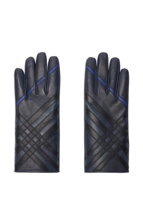 Burberry check-pattern leather gloves - Blue