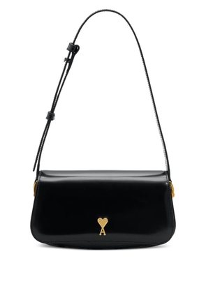 AMI Paris heart stud leather shoulder bag - Black