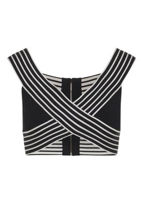 Elisabetta Franchi striped zip-fastening top - Black