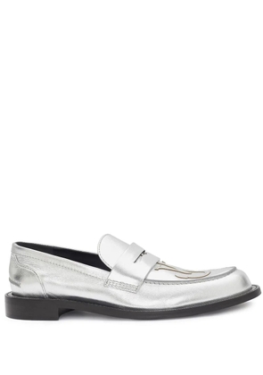 JW Anderson logo-patch leather moccasin loafers - Silver