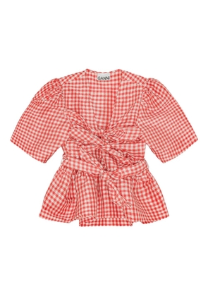GANNI self-tie blouse - Red