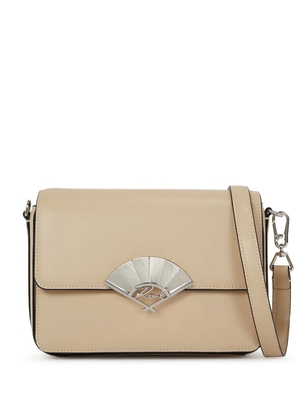 Karl Lagerfeld Signature Fan leather crossbody bag - Neutrals