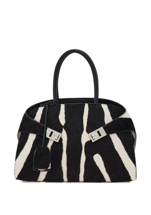 Ferragamo zebra print buckle hug tote bag - Black