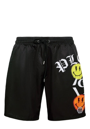 Philipp Plein logo-print swim shorts - Black