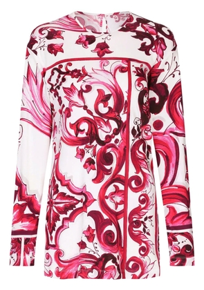 Dolce & Gabbana Majolica-print round-neck blouse - White