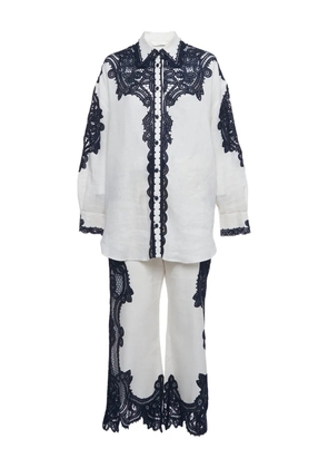 ZIMMERMANN beige lacework linen shirt and trousers set (set of two) - Neutrals