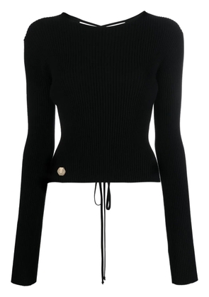 Philipp Plein lace-up detail knitted top - Black