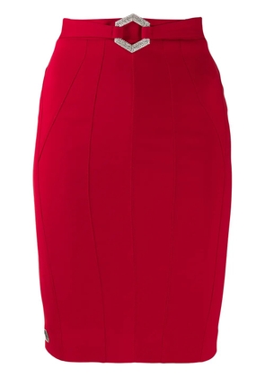 Philipp Plein stretch-cady fitted skirt - Red