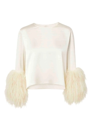 LAPOINTE ostrich-feathers-cuff blouse - Neutrals