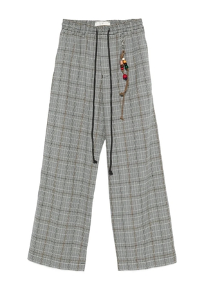 Song For The Mute checked drawstring-waist pants - Grey