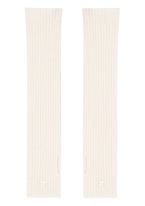 Courrèges ribbed wool mittens - White