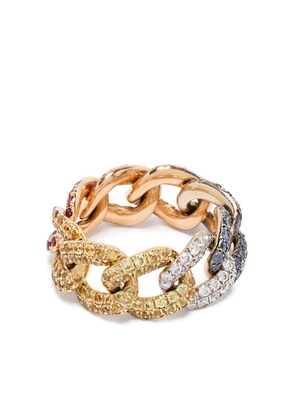 SHAY 18K yellow gold Rainbow Pave Essential Link ring