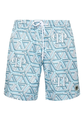Philipp Plein monogram swim shorts - Blue