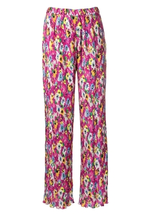 MSGM pleated floral-print trousers - Pink