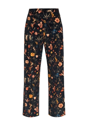 R13 floral velvet trousers - Black