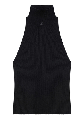 Courrèges ribbed mock-neck tank top - Black