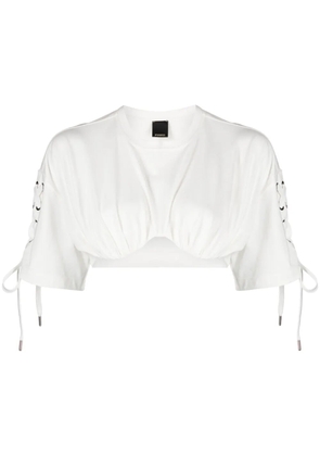 PINKO lace-up cropped T-shirt - White