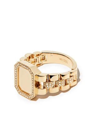 SHAY 18K yellow gold pavé frame diamond-embellished signet ring