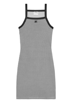 Courrèges contrast-trim houndstooth cotton mini dress - Black