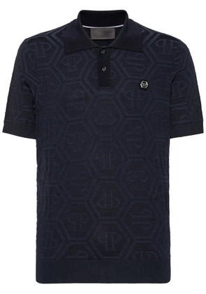 Philipp Plein monogram-jacquard polo shirt - Blue