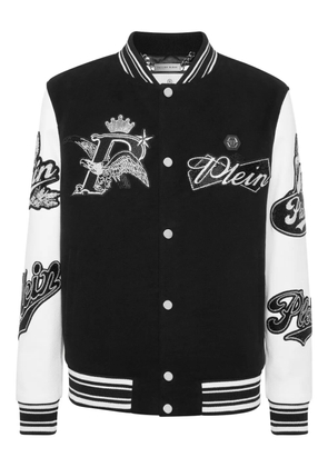 Philipp Plein eagle-embellished varsity bomber jacket - Black