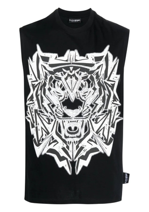 Plein Sport Thunder Tiger cotton tank top - Black