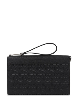 Ferragamo logo-embossed leather clutch bag - Black