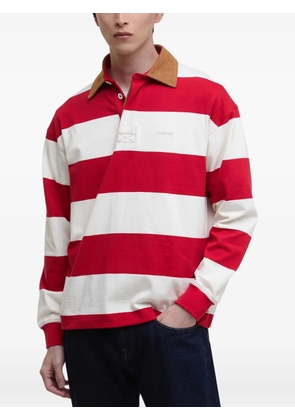 Barbour corduroy collar striped polo shirt - Red