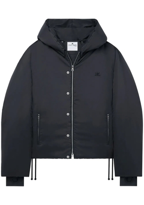 Courrèges logo-appliqué hooded puffer jacket - Black
