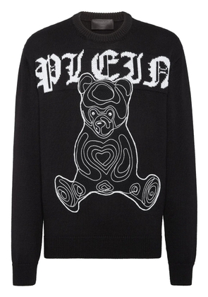 Philipp Plein teddy bear-print wool jumper - Black