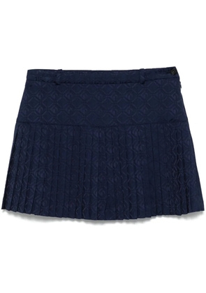 Marine Serre Moon Diamond-jacquard plaetd mini skirt - Blue