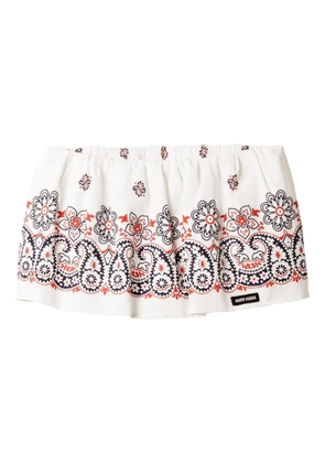 Miu Miu Slubbed poplin skort - White