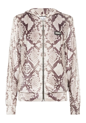 Philipp Plein python-print zip-up hoodie - Neutrals
