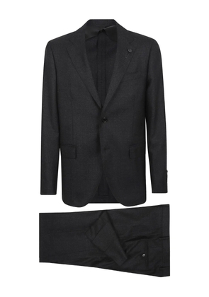 Lardini flower-pin suit - Black