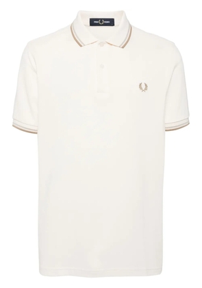 Fred Perry logo-embroidered cotton polo shirt - Neutrals
