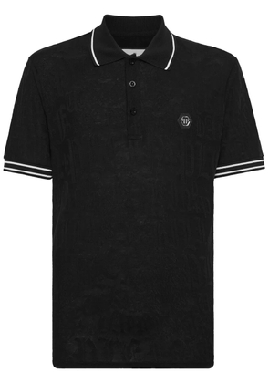 Philipp Plein logo-appliqué cotton polo shirt - Black