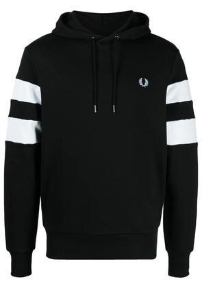 Fred Perry striped sleeve cotton hoodie - Black