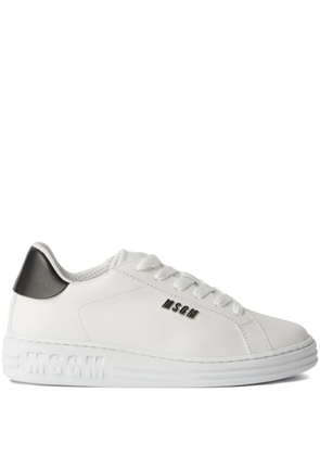 MSGM logo-embossed leather sneakers - White