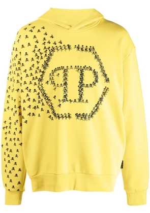 Philipp Plein Skull and Bones cotton hoodie - Yellow