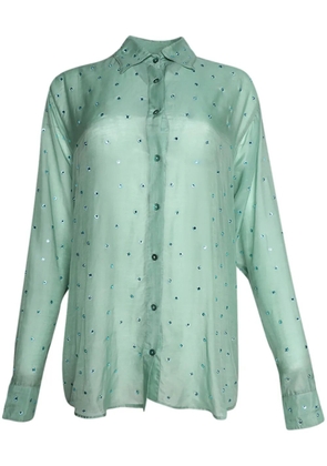 Oséree Gems crystal-embellished long-sleeve shirt - Green
